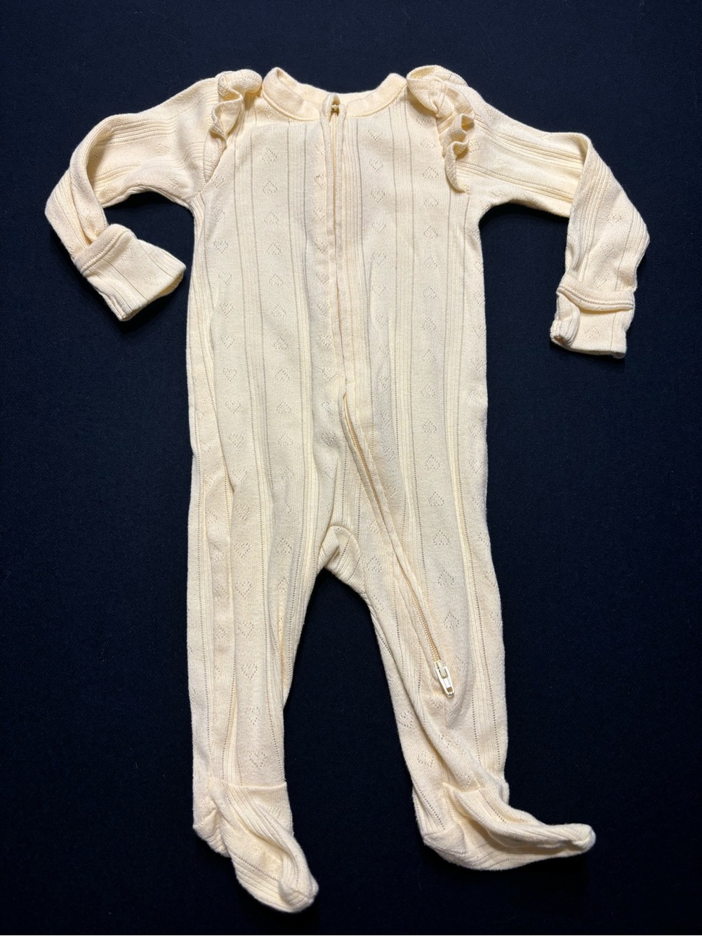 Old Navy Cream Knit Footed Onsie - 3-6M